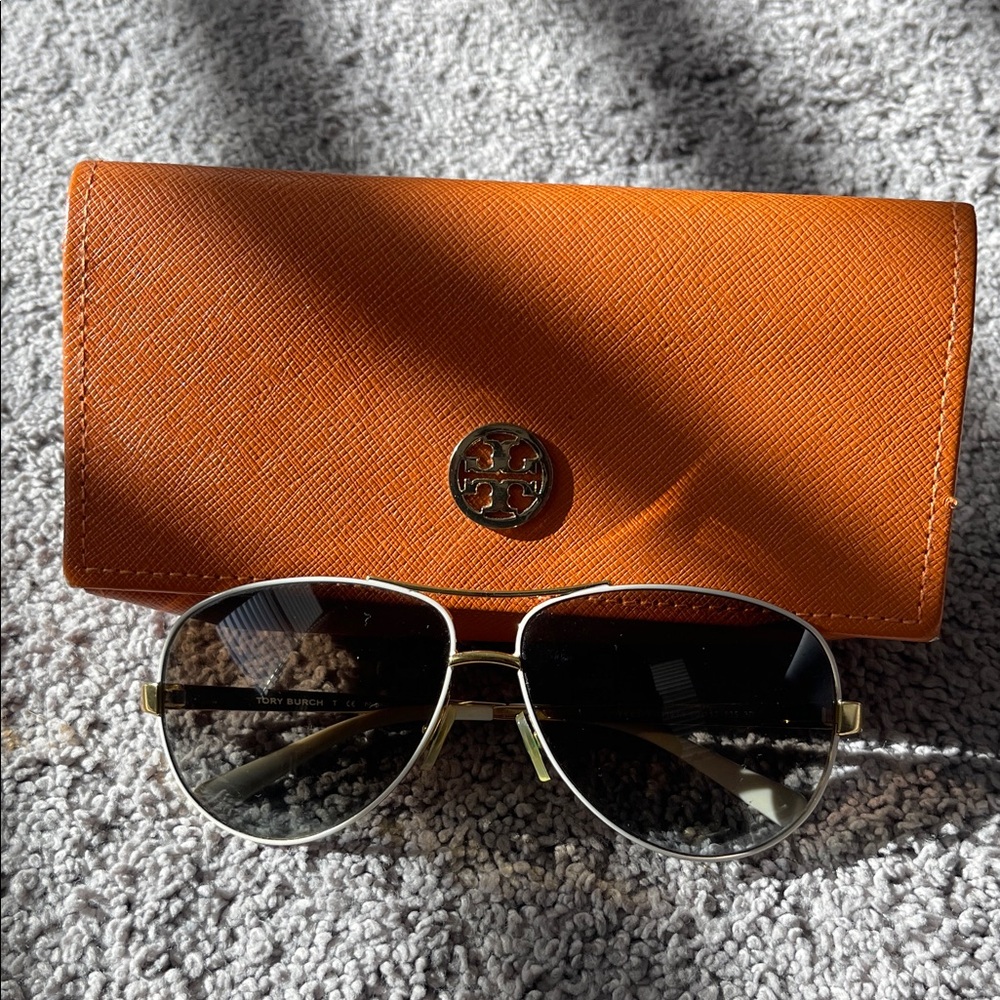 Tory Burch Orange Sunglasses with Gold Accents
